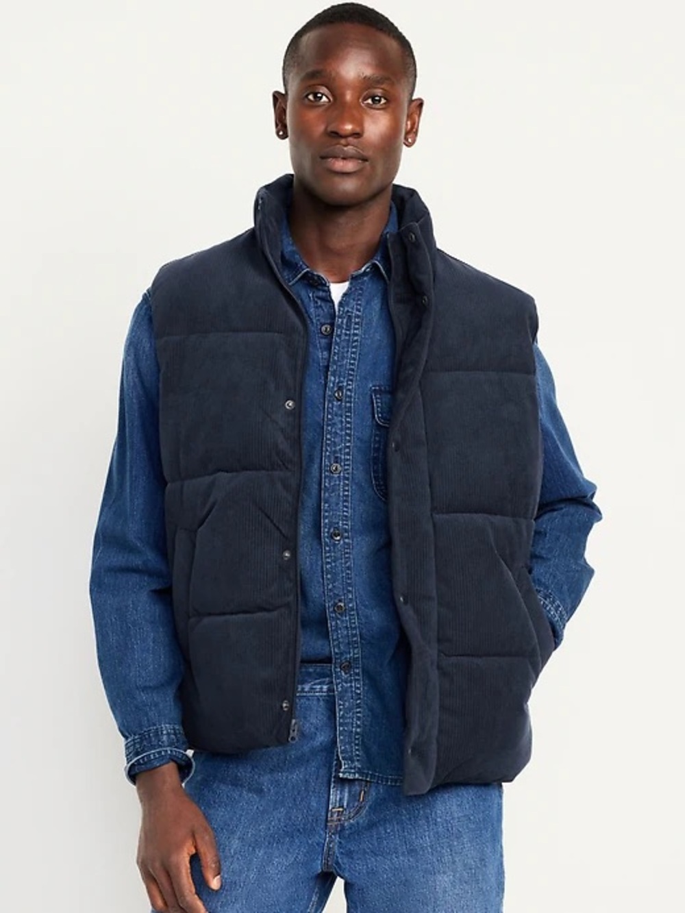 Old Navy Navy Corduroy Quilted Puffer Vest Size XXL Fall Winter Travel Office